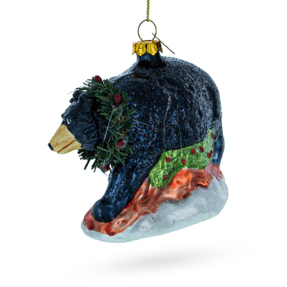 Black Bear Glass Christmas Ornament