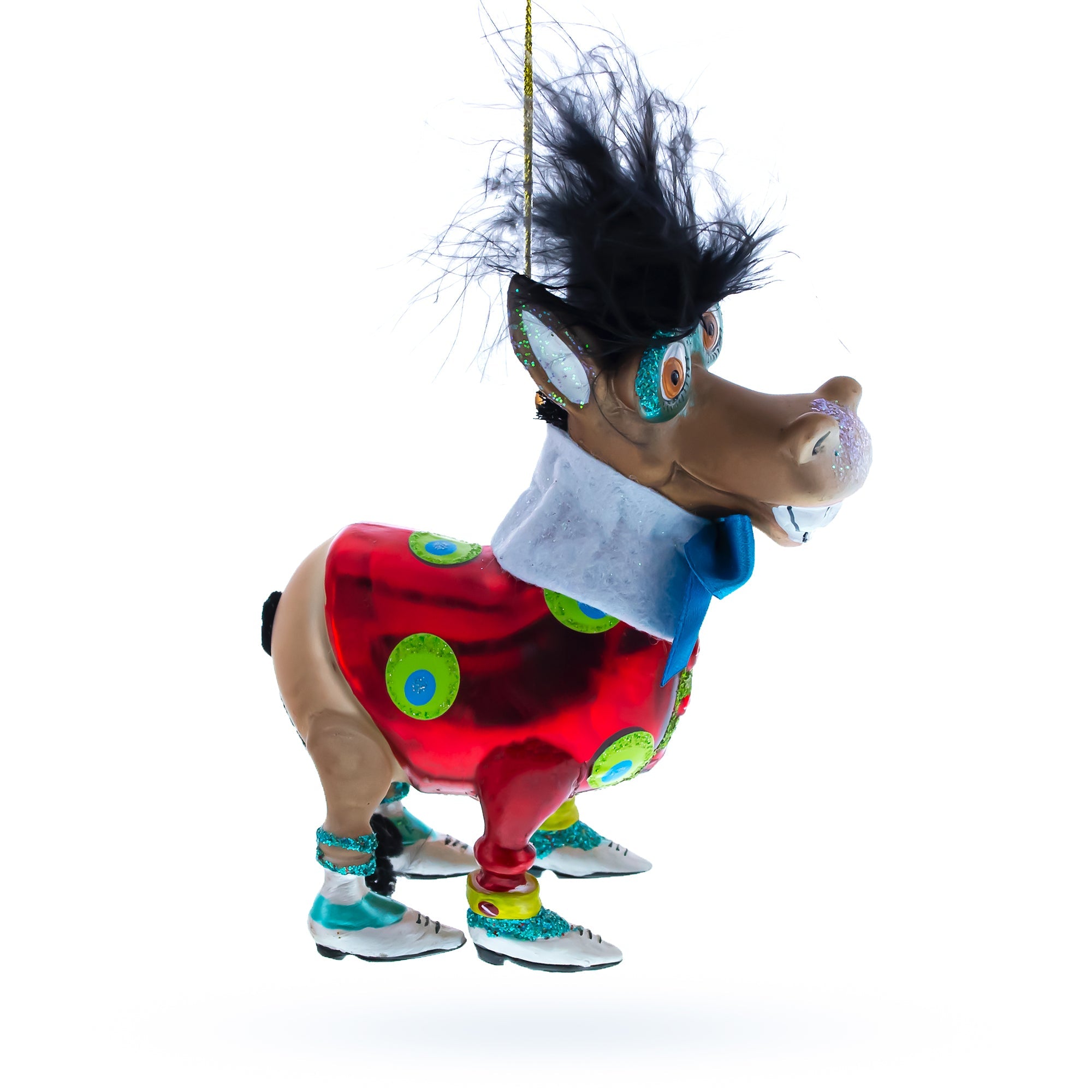 Debonair Donkey Glass Christmas Ornament