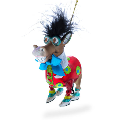 Debonair Donkey Glass Christmas Ornament