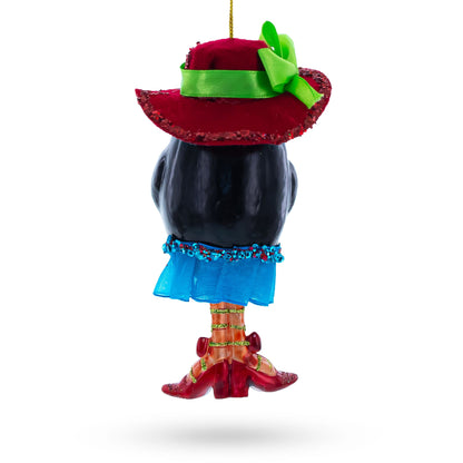 Stylish Penguin Glass Christmas Ornament