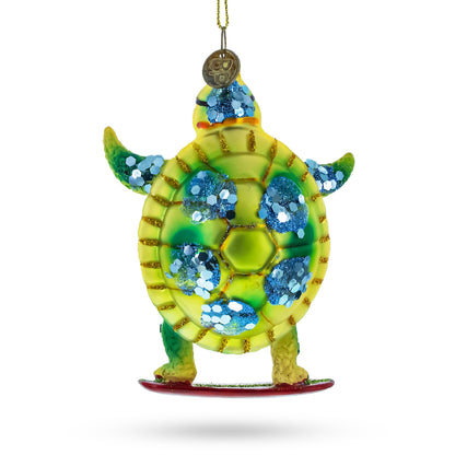 Turtle Surfing Glass Christmas Ornament BestPysanky