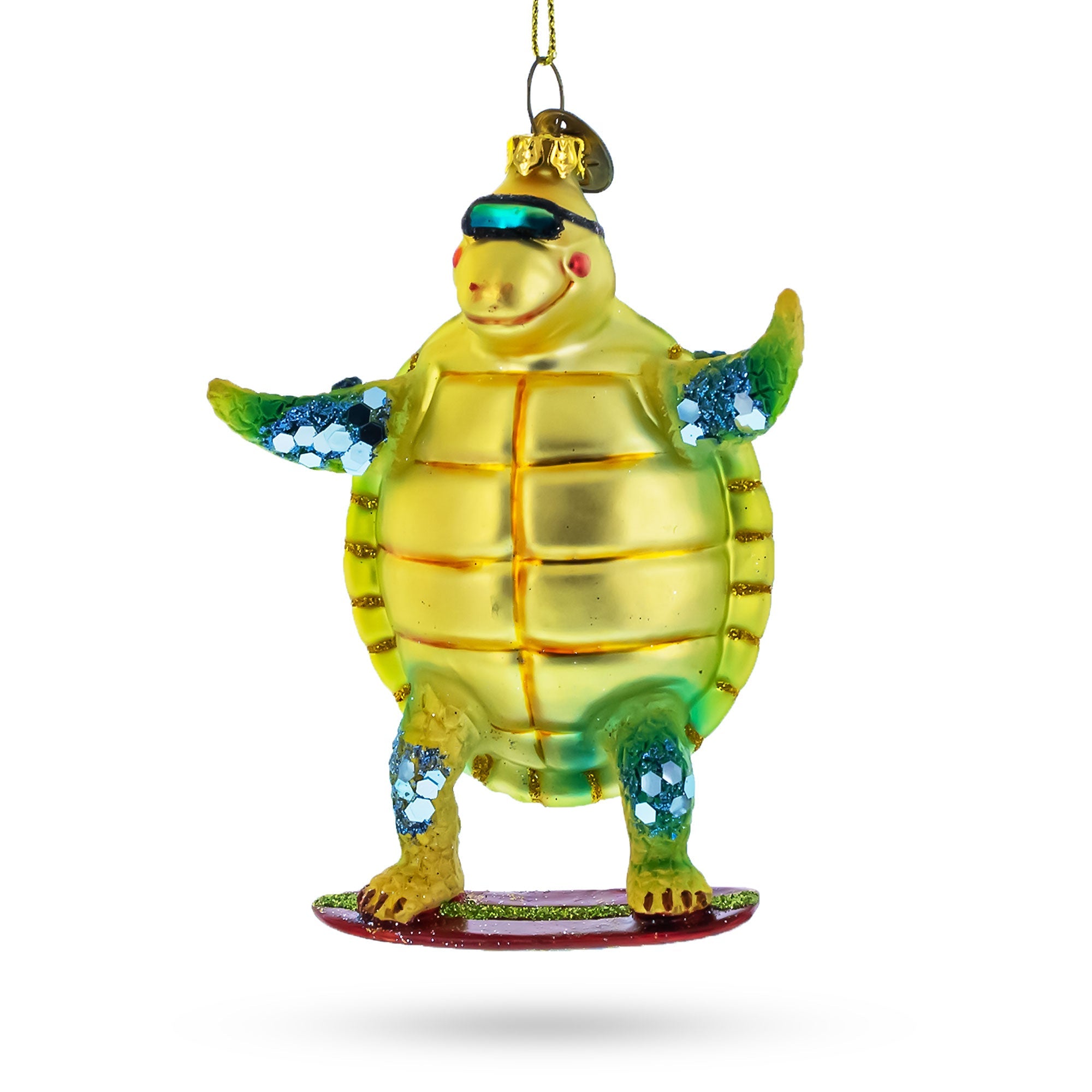 Turtle Surfing Glass Christmas Ornament BestPysanky