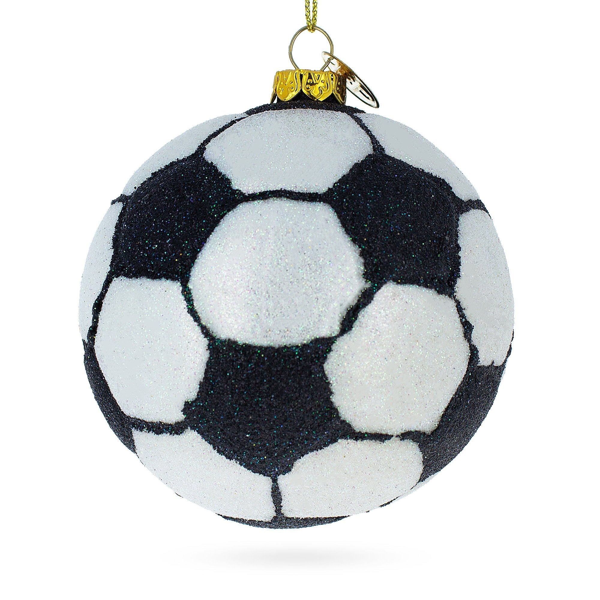 Sporty Soccer / Football Glass Christmas Ornament