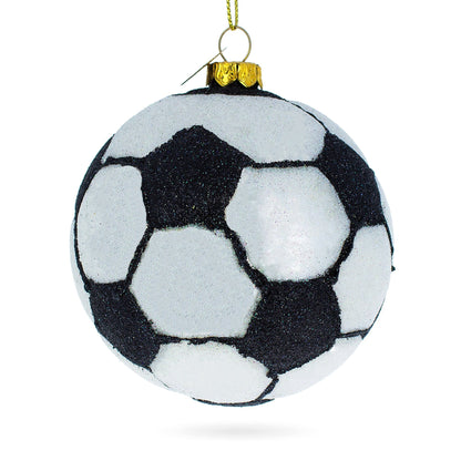 Sporty Soccer / Football Glass Christmas Ornament
