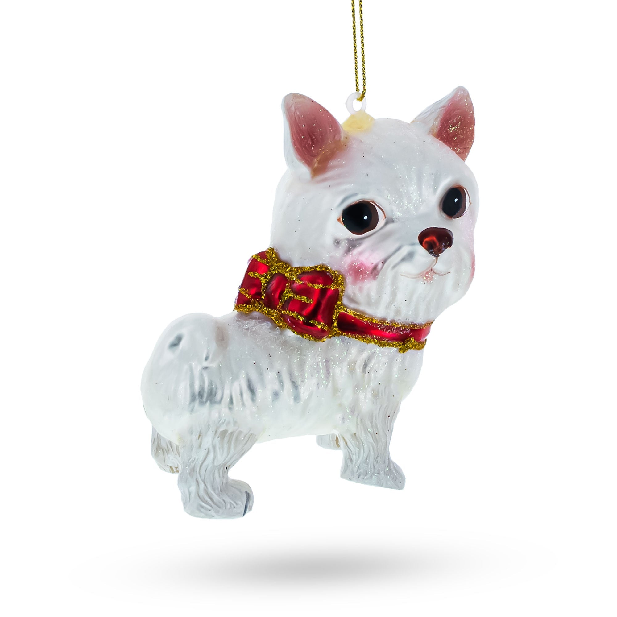Yorkshire Terrier Glass Christmas Ornament