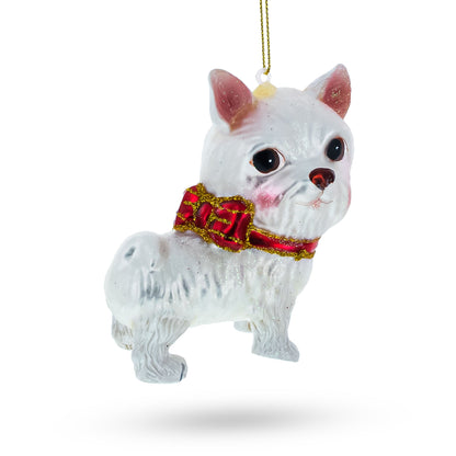 Yorkshire Terrier Glass Christmas Ornament