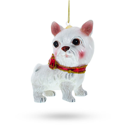 Yorkshire Terrier Glass Christmas Ornament