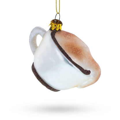 Steaming Cappuccino Cup Glass Christmas Ornament BestPysanky