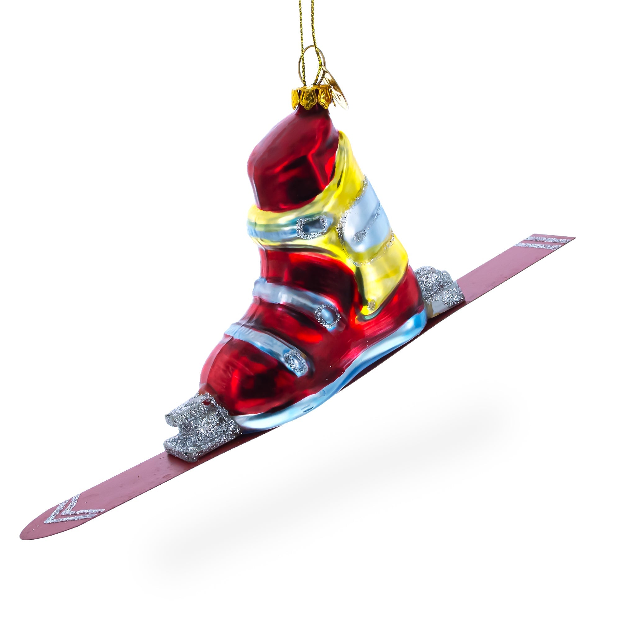 Ski Boot Glass Christmas Ornament