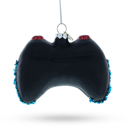 Black Video Game Controller Glass Christmas Ornament