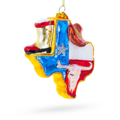 State of Texas Symbols, USA Glass Christmas Ornament BestPysanky