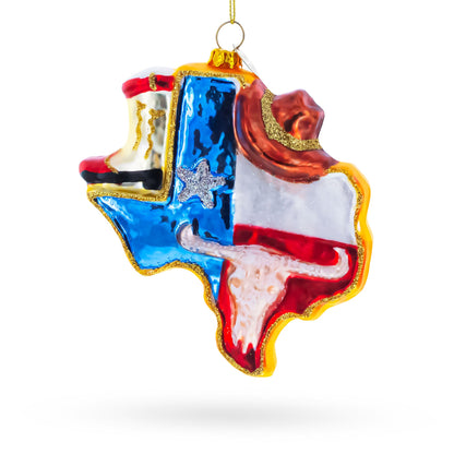 State of Texas Symbols, USA Glass Christmas Ornament BestPysanky