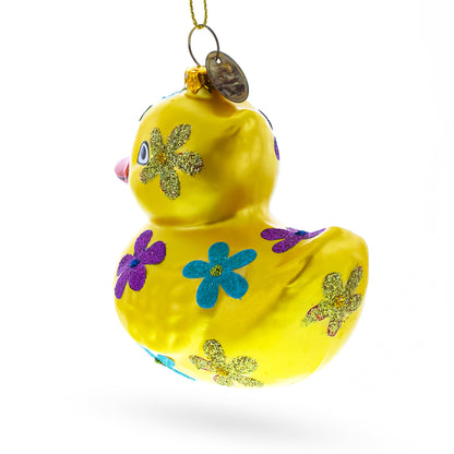 Yellow Duck Glass Christmas Ornament