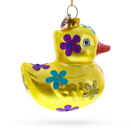 Yellow Duck Glass Christmas Ornament