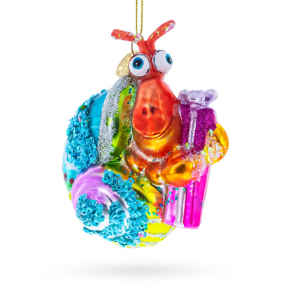 Shrimp with Gifts Glass Christmas Ornament BestPysanky