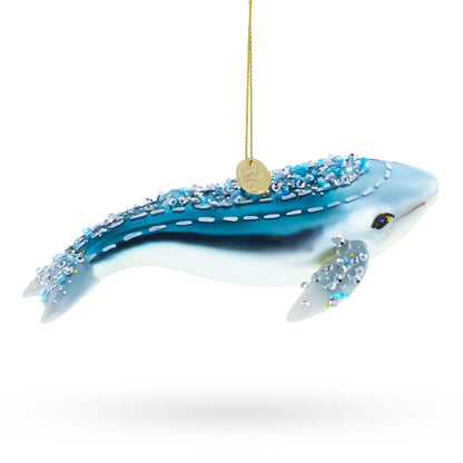 Blue Whale Glass Christmas Ornament