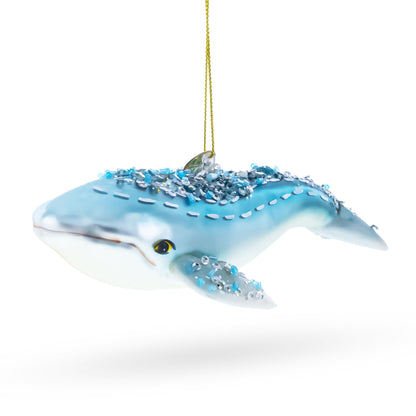 Blue Whale Glass Christmas Ornament
