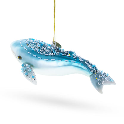 Blue Whale Glass Christmas Ornament