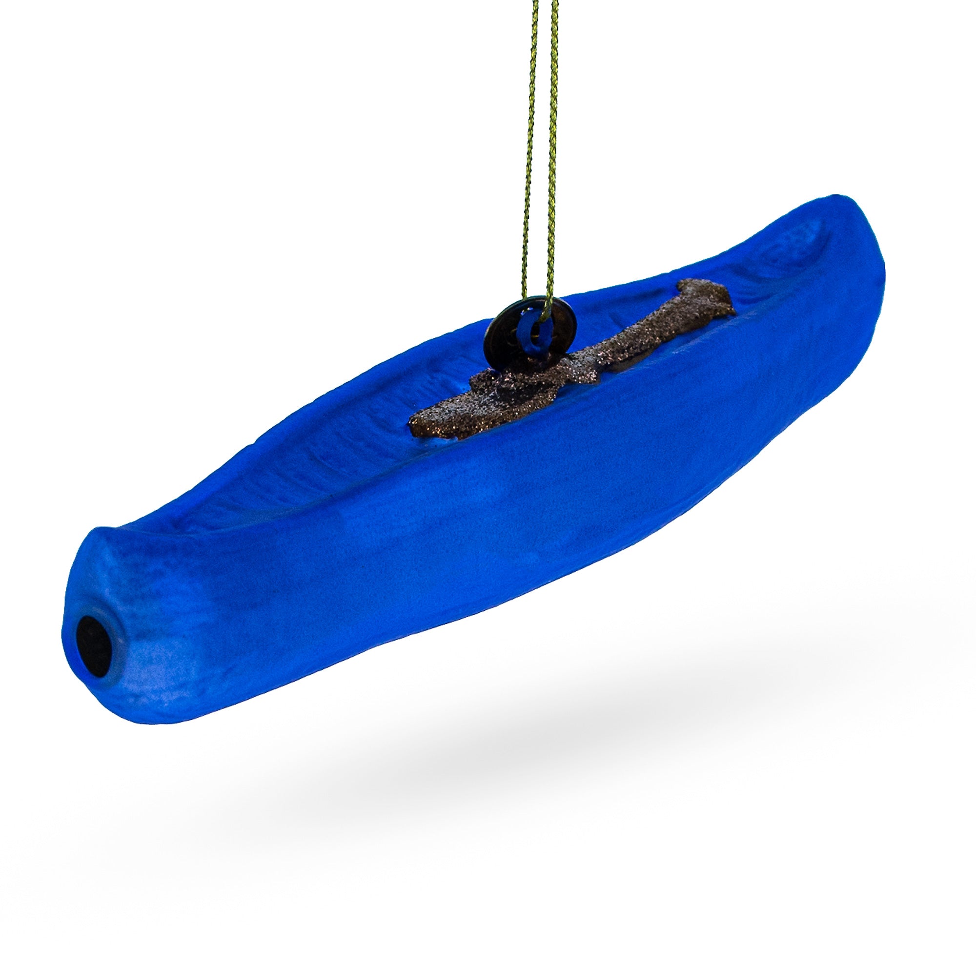 Blue Canoe Glass Christmas Ornament