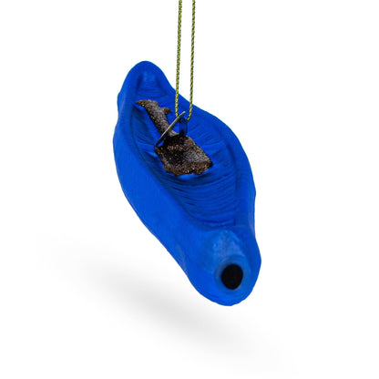 Blue Canoe Glass Christmas Ornament