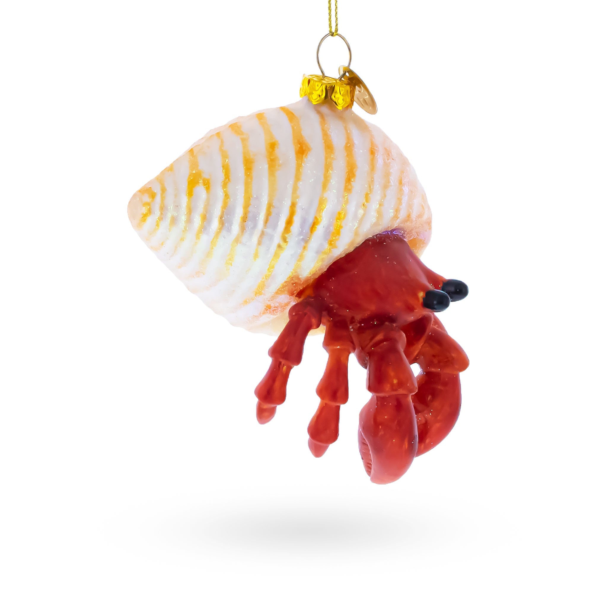 Tropical Orange Hermit Crab Glass Christmas Ornament