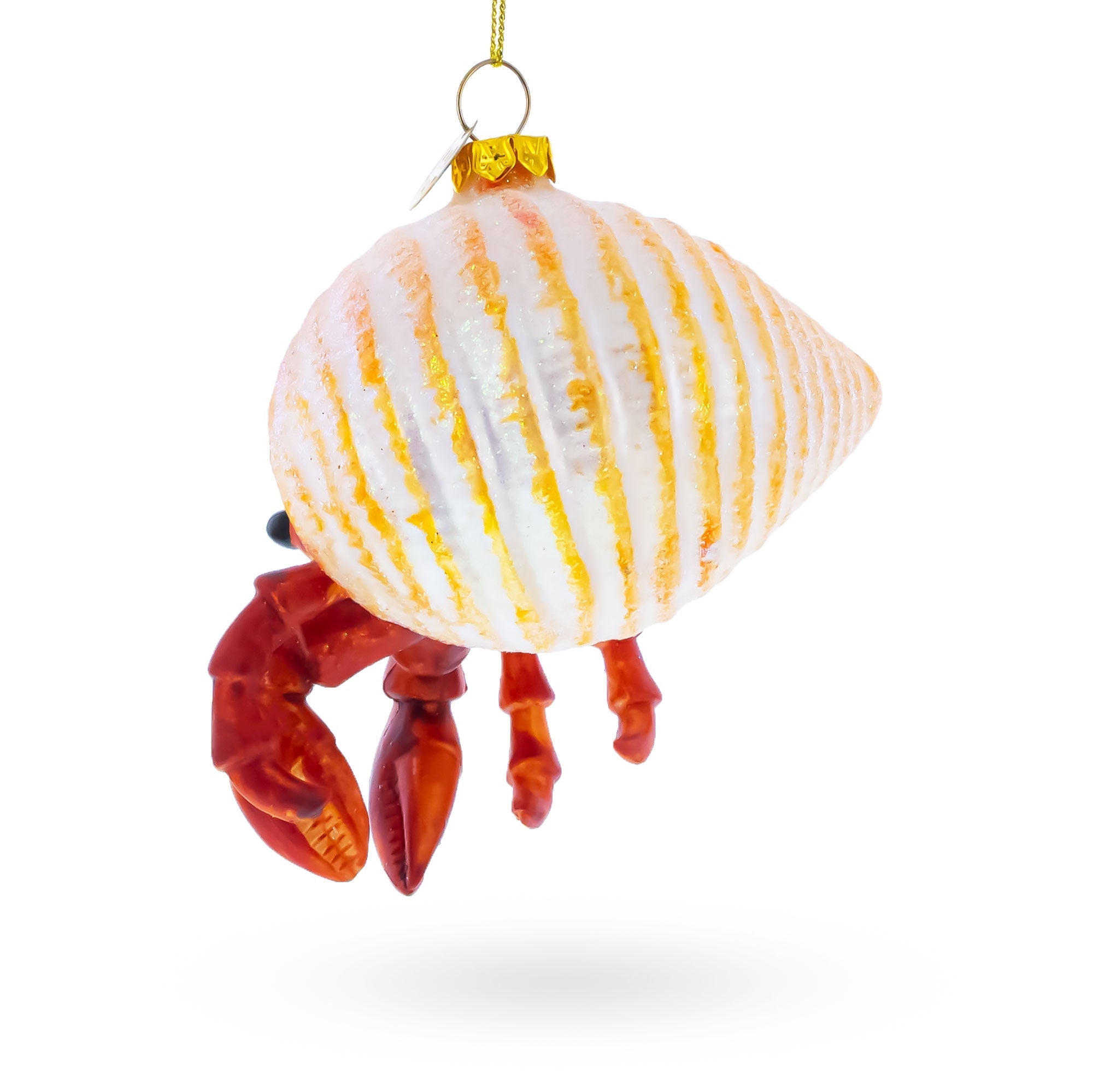 Tropical Orange Hermit Crab Glass Christmas Ornament