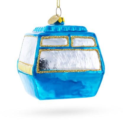 Ski Gondola Cable Car Glass Christmas Ornament