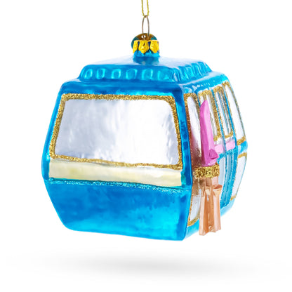 Ski Gondola Cable Car Glass Christmas Ornament
