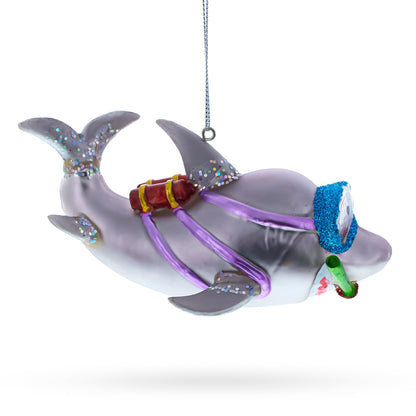 Snorkeling Shark Glass Christmas Ornament