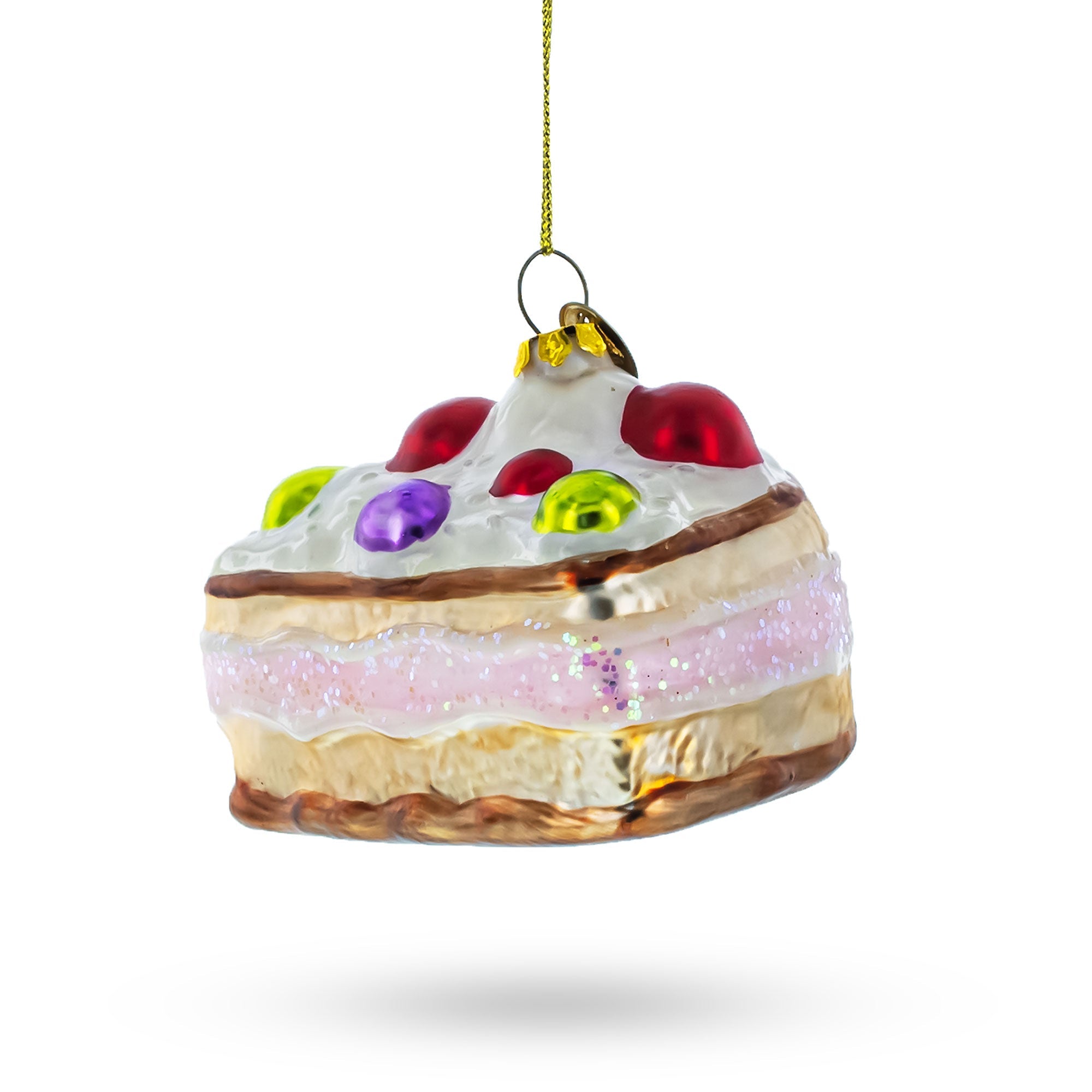 Cherry Cake Glass Christmas Ornament