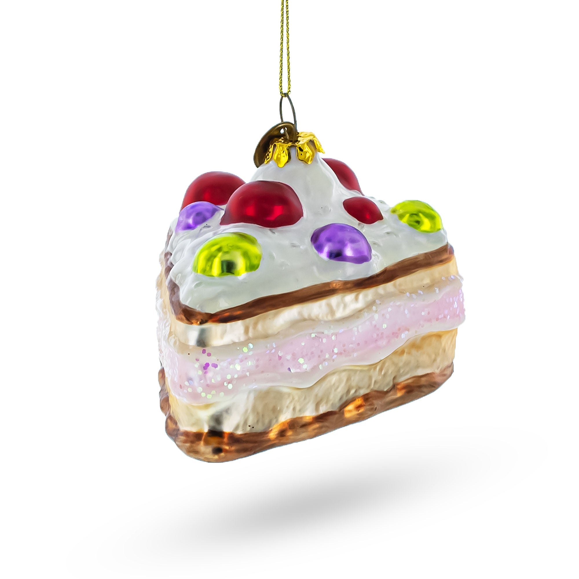 Cherry Cake Glass Christmas Ornament