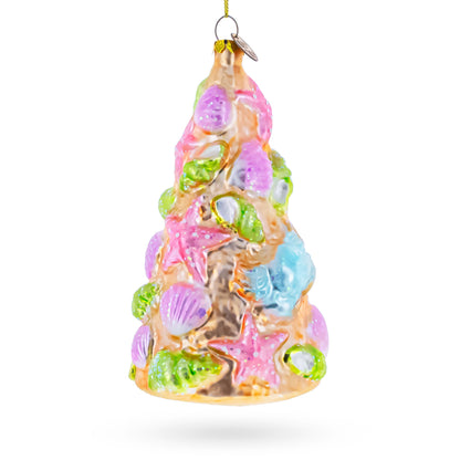 Seashell Christmas Tree Glass Ornament