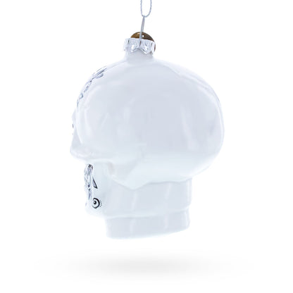Day of the Dead Sugar Calavera Skull Glass Christmas Ornament