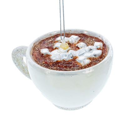 Hot Cocoa Cup Glass Christmas Ornament