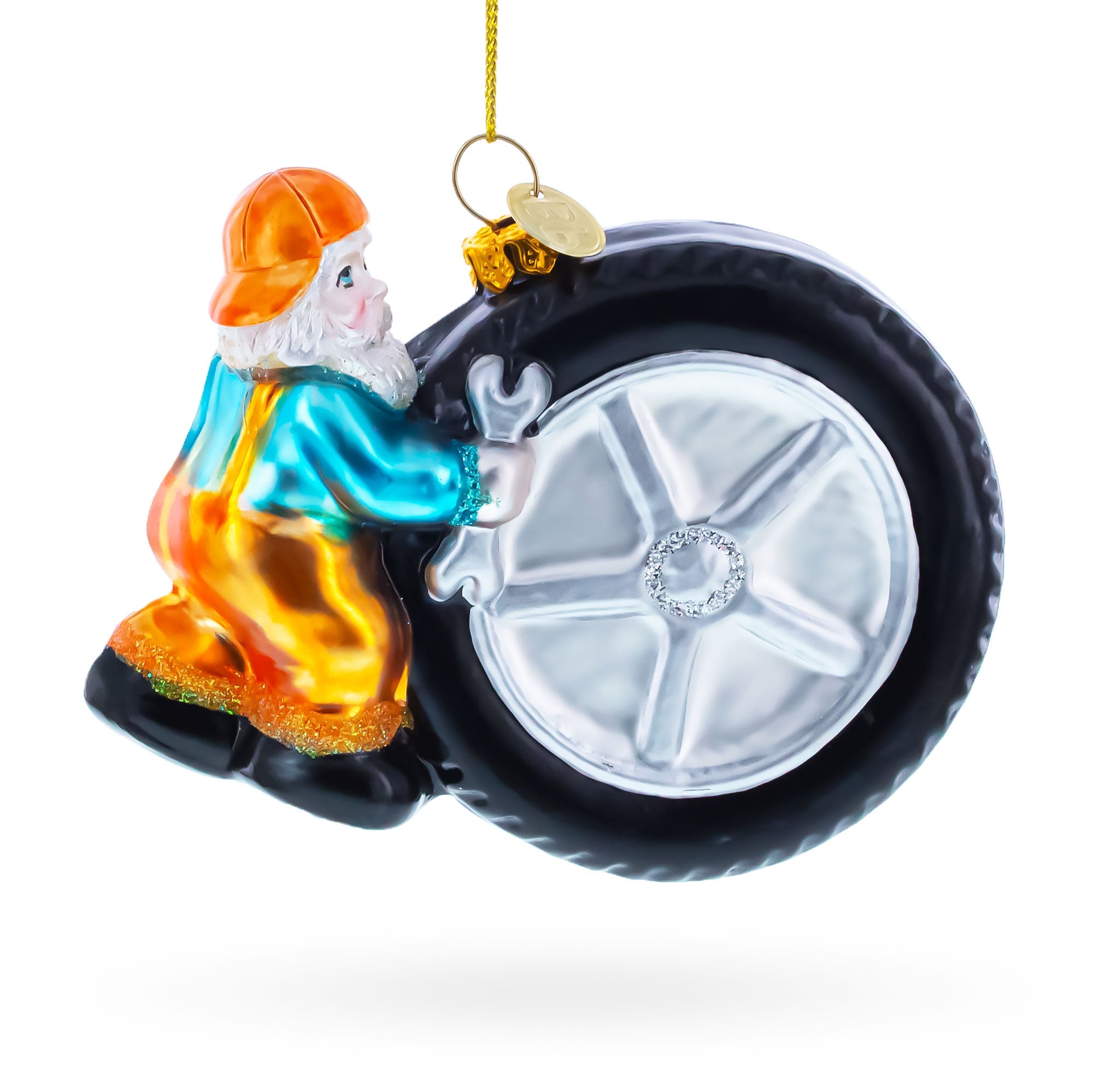 Tire Repair Mechanic Glass Christmas Ornament