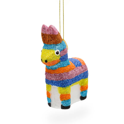 Donkey Pinata Glass Christmas Ornament