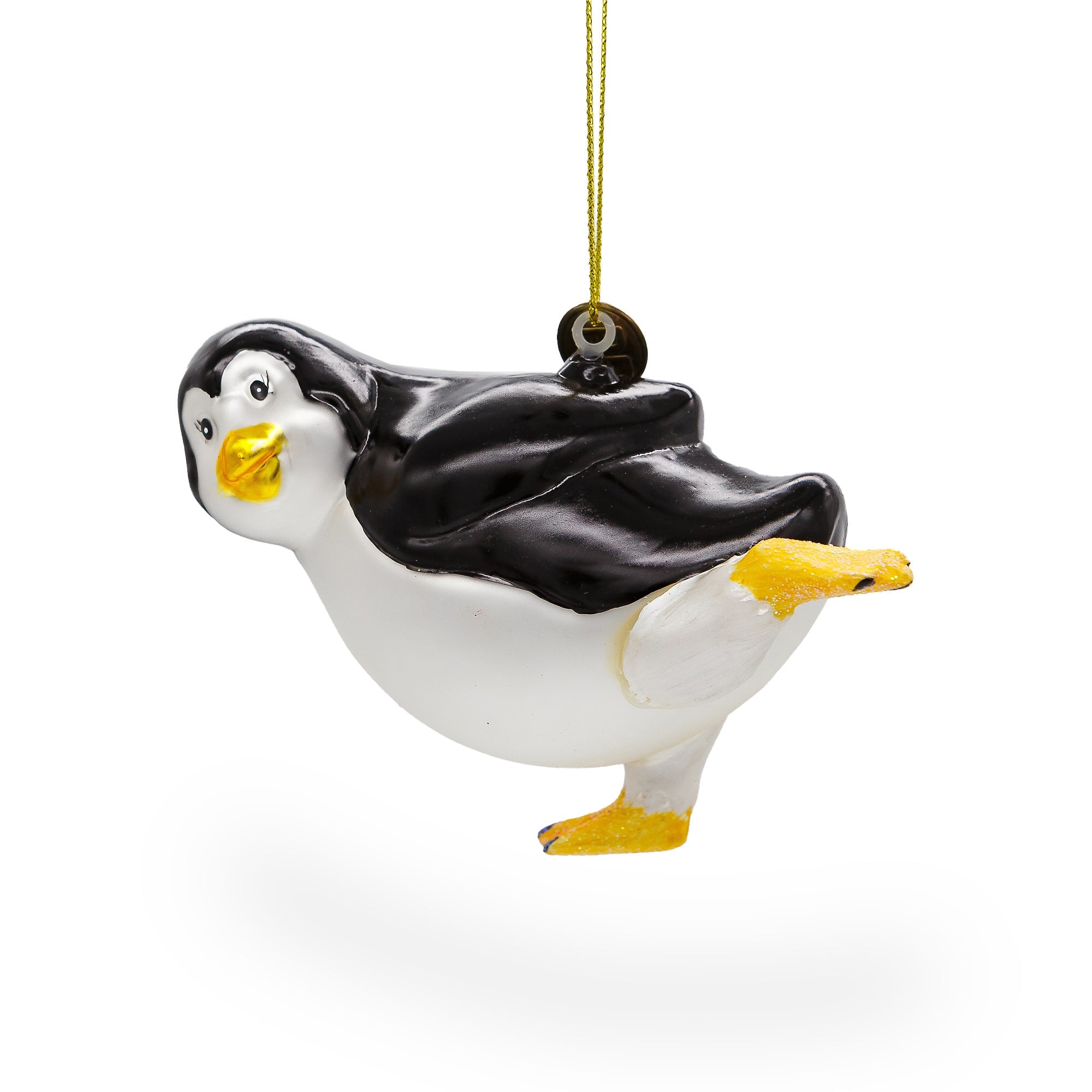 Penguin Skating Glass Christmas Ornament