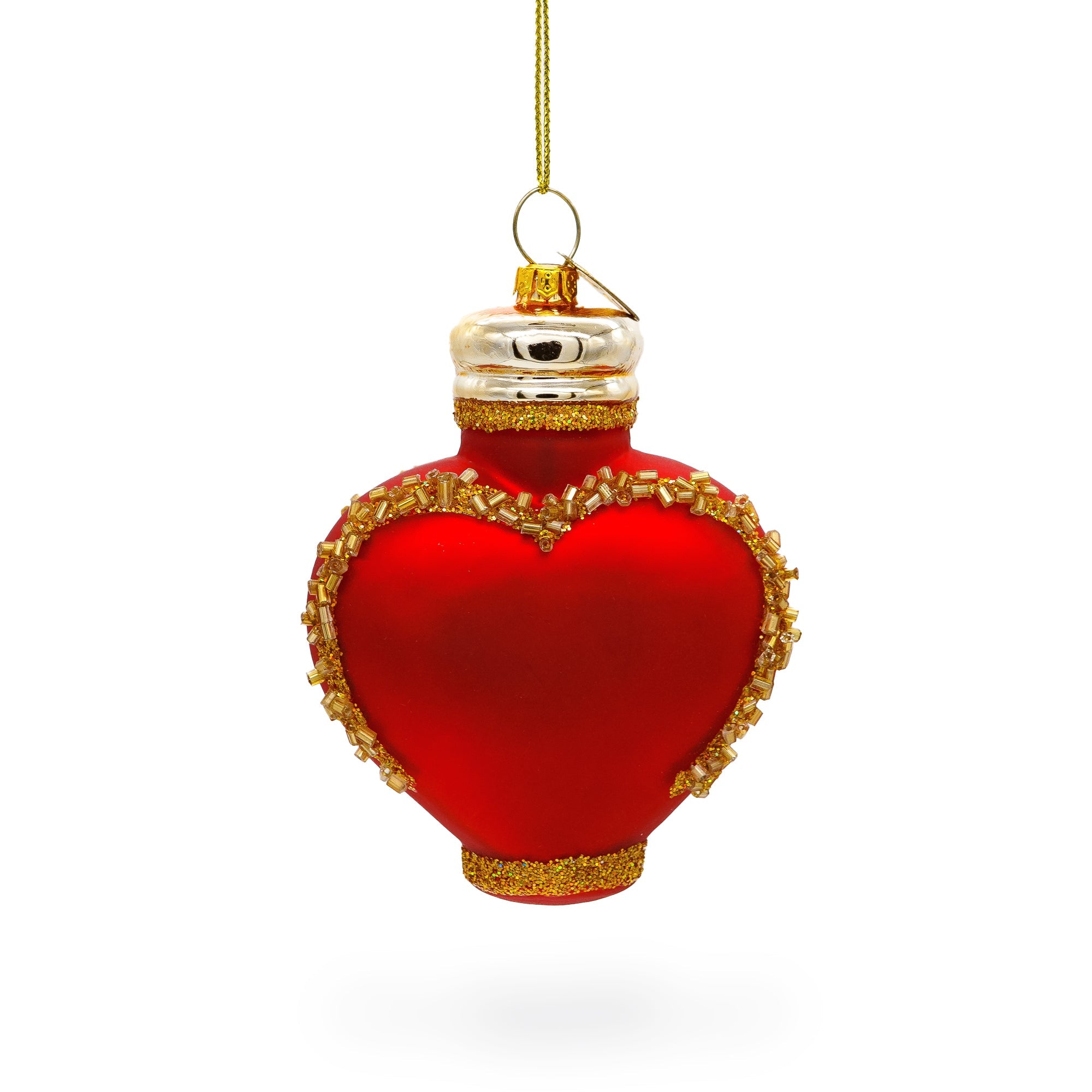 Red Perfume Bottle Glass Christmas Ornament