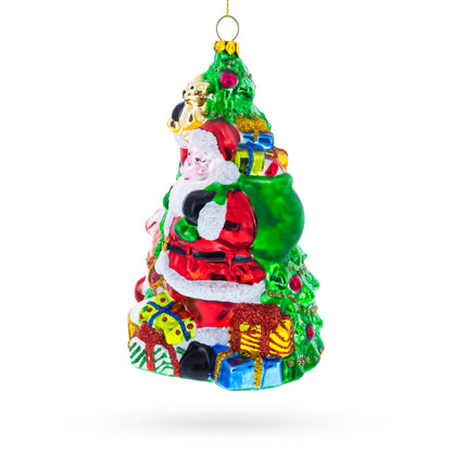Santa’s Toyland Under the Tree Glass Christmas Ornament