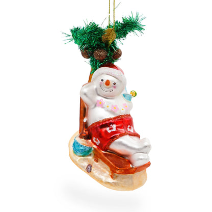 Tropical Snowman on the Beach Exotic Glass Christmas Ornament BestPysanky