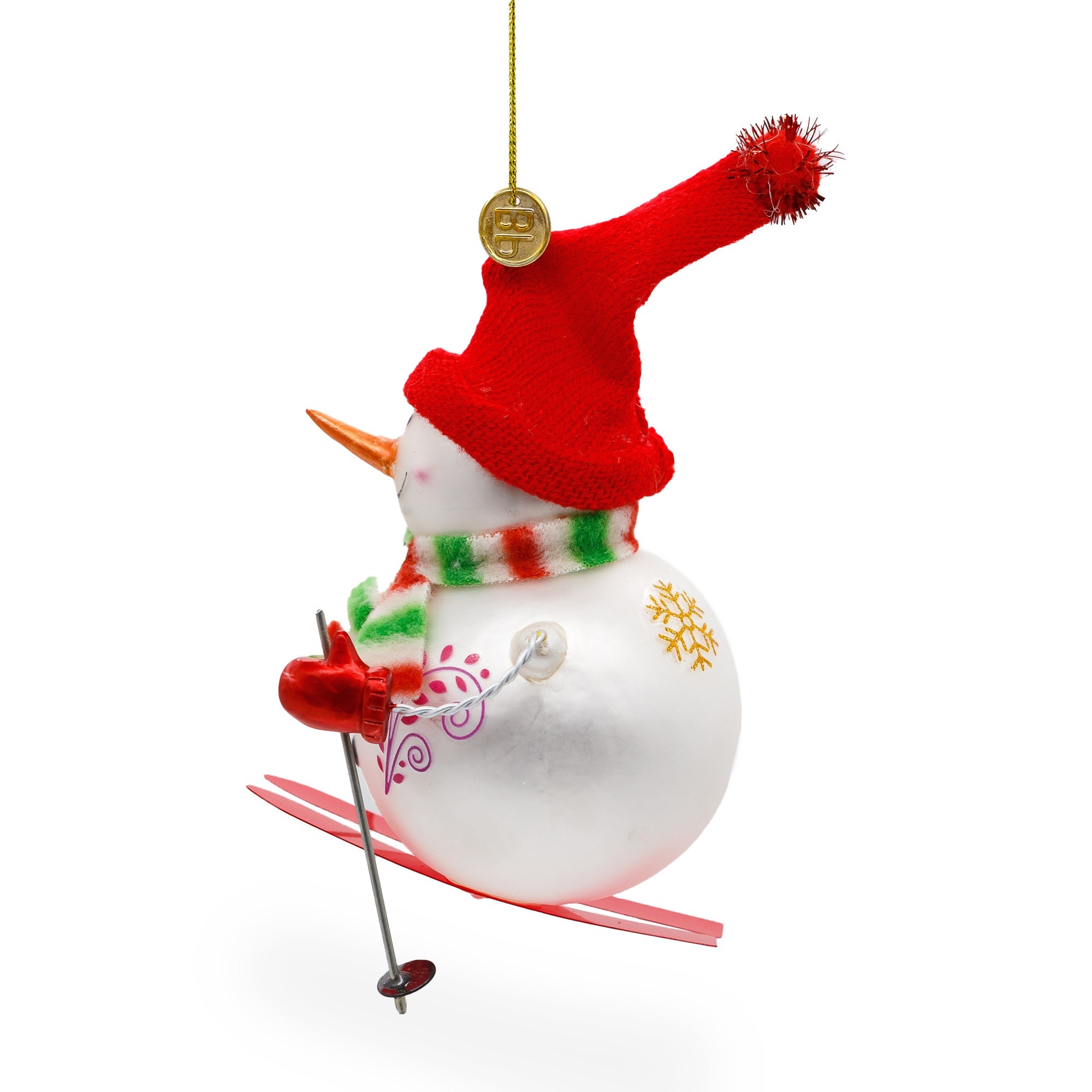 Snowman Skiing Glass Christmas Ornament BestPysanky