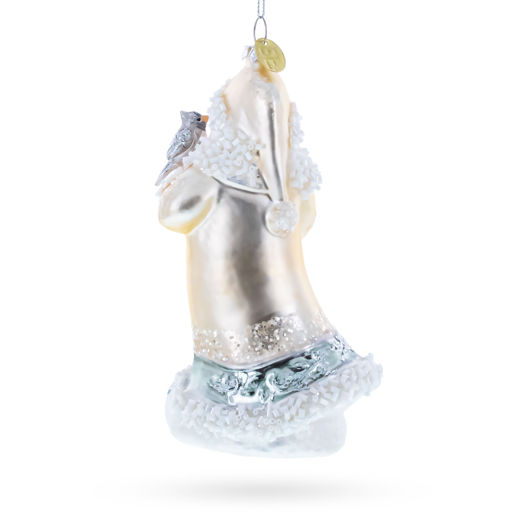 Woodland Santa with Forest Friends Glass Christmas Ornament BestPysanky