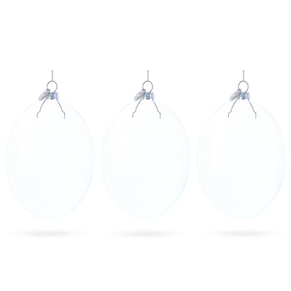 Set of 3 Oval Flat Discs Clear Glass Christmas Ornament, 5 Inches (127 mm)