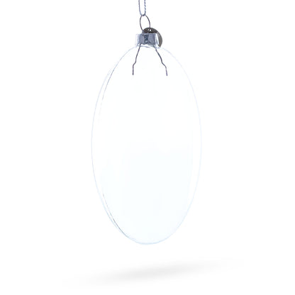 Set of 3 Oval Flat Discs Clear Glass Christmas Ornament, 5 Inches (127 mm)
