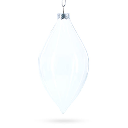 Set of 3 Oval Icicle Clear Glass Christmas Ornament 5.4 Inches (137 mm) BestPysanky