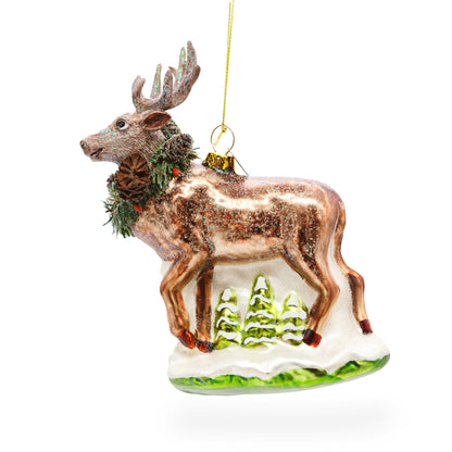 Moose Glass Christmas Ornament