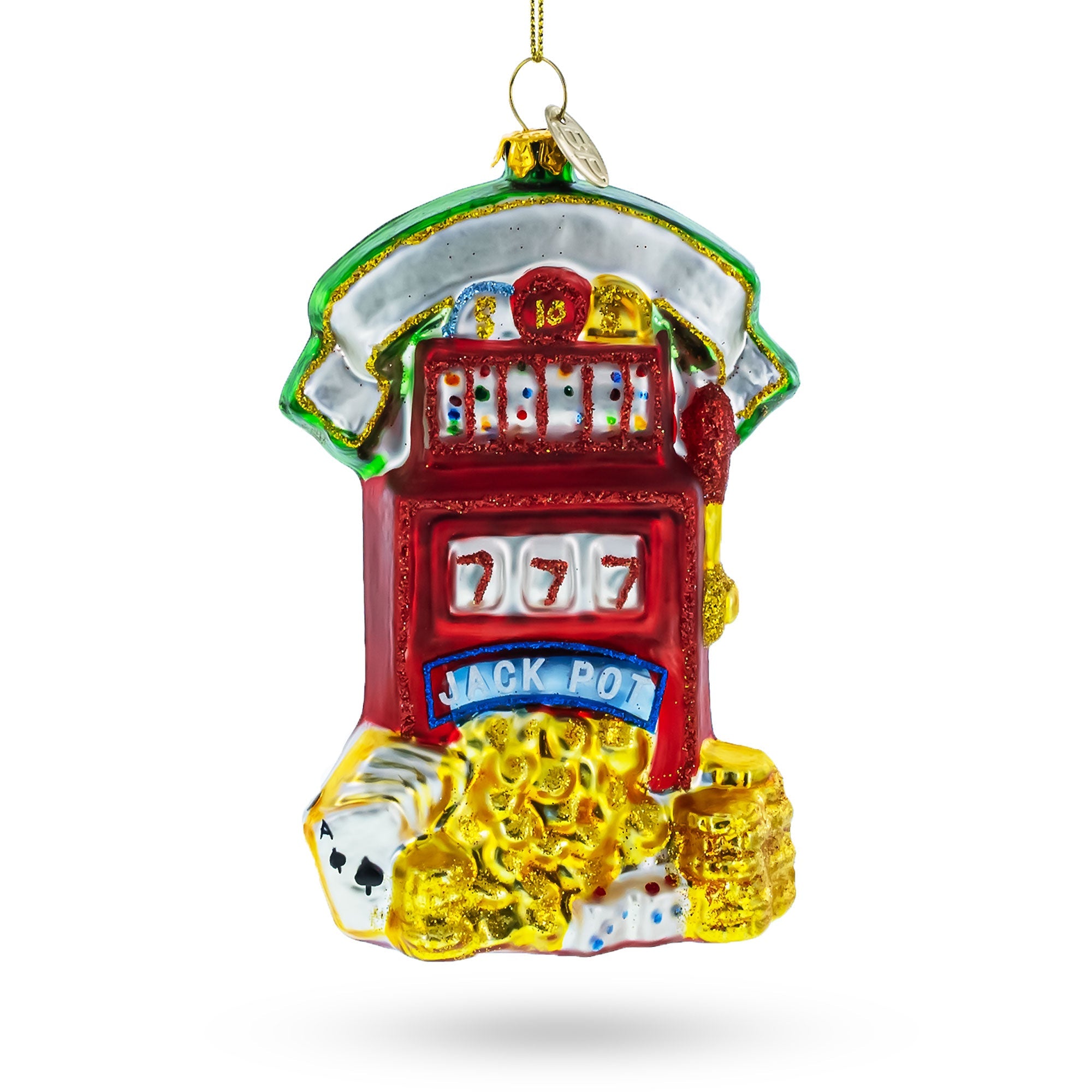 Jackpot Casino Slot Machine Glass Christmas Ornament BestPysanky