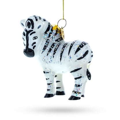 Glittered Zebra Glass Christmas Ornament BestPysanky