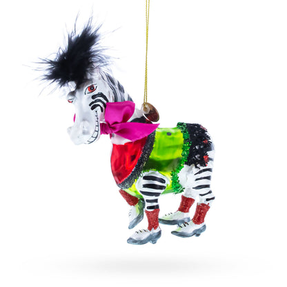 Zebra in Costume Glass Christmas Ornament BestPysanky