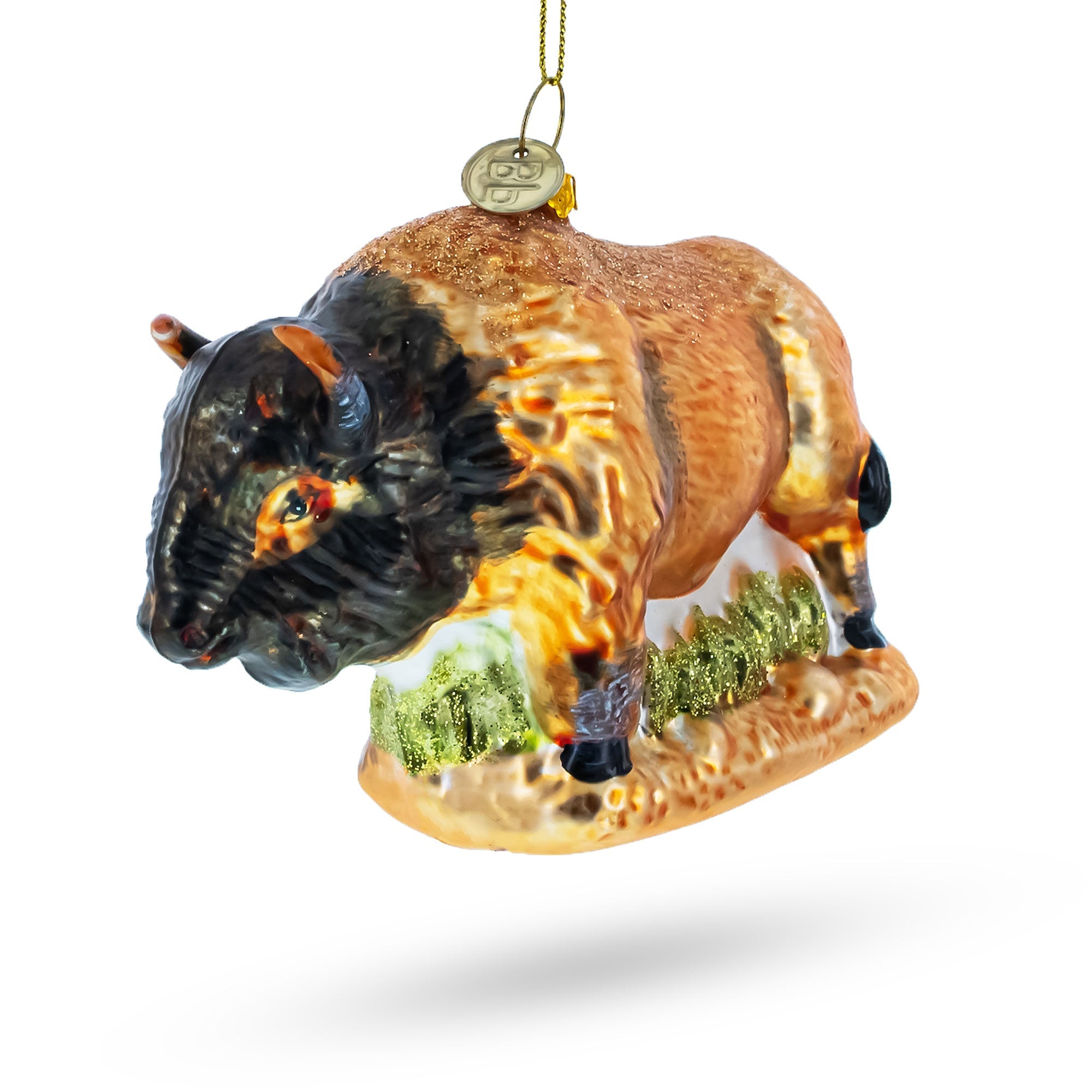 Bison Glass Christmas Ornament